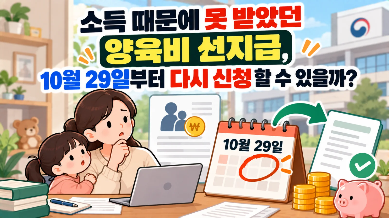 소득 때문에 못 받았던 양육비 선지급, 10월 29일부터 다시 신청할 수 있을까?