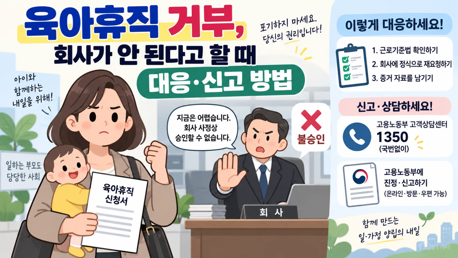 육아휴직 거부, 회사가 안 된다고 할 때 대응·신고 방법