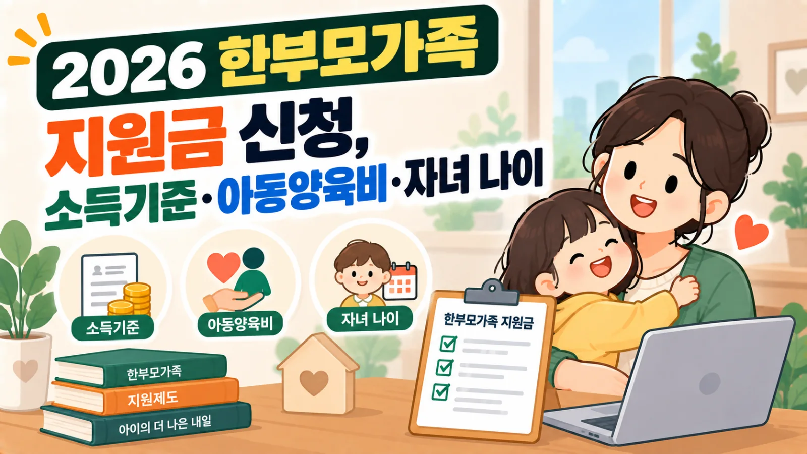 2026 한부모가족 지원금 신청, 소득기준·아동양육비·자녀 나이