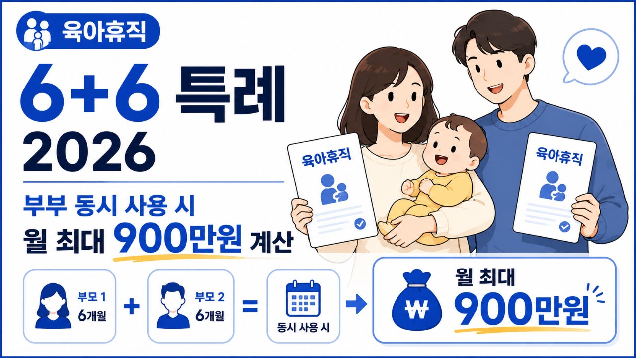 육아휴직 6+6 특례 2026, 부부 동시 사용 시 월 최대 900만원 계산