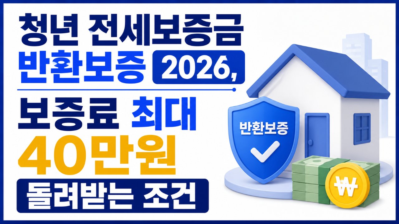 청년 전세보증금 반환보증 2026, 보증료 최대 40만원 돌려받는 조건