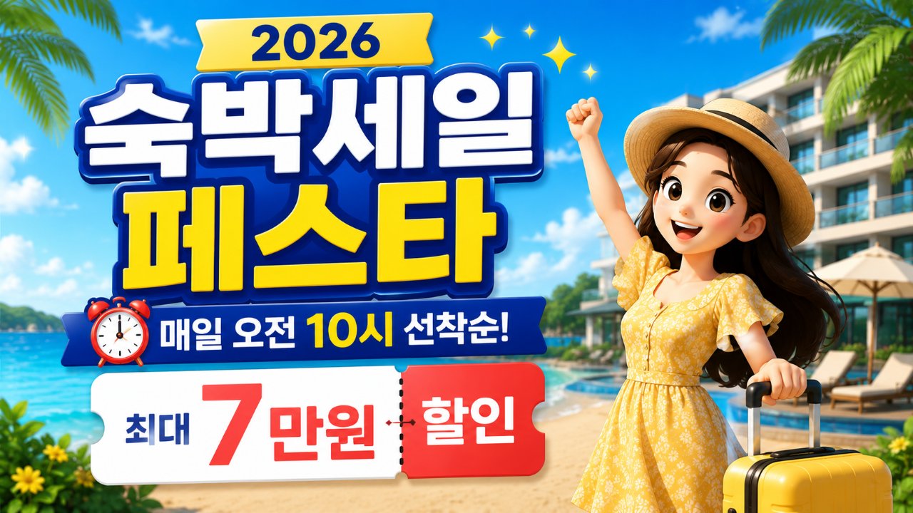 2026 숙박세일 페스타, 매일 오전 10시 선착순 최대 7만원 할인 받는 법