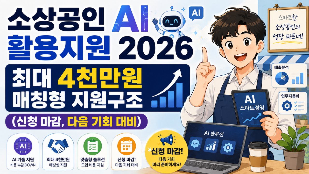 소상공인 AI 활용지원 2026, 최대 4천만원 매칭형 지원구조 (신청 마감, 다음 기회 대비)