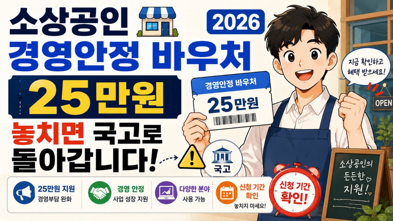 소상공인 경영안정 바우처, 25만원 놓치면 국고로 돌아갑니다 (2026)