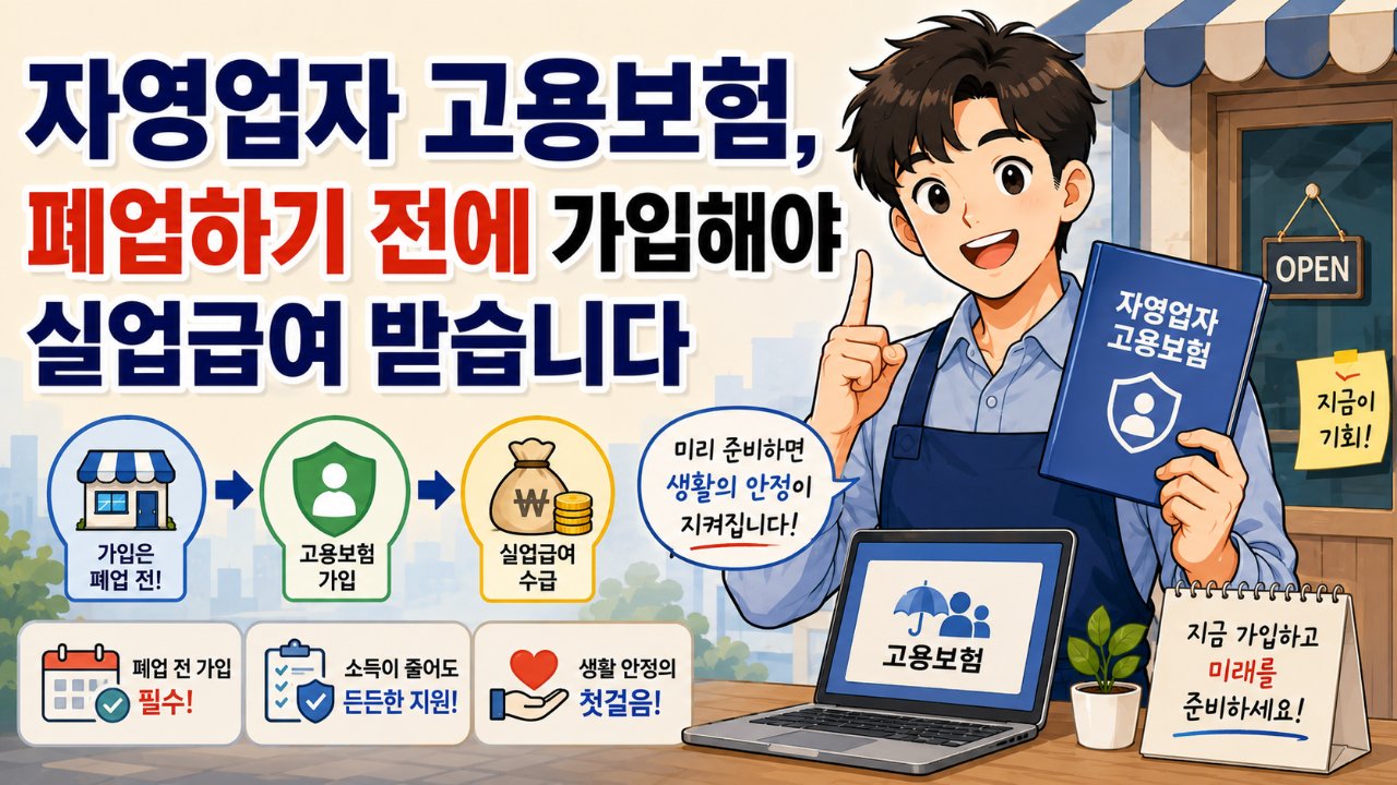 자영업자 고용보험, 폐업하기 전에 가입해야 실업급여 받습니다